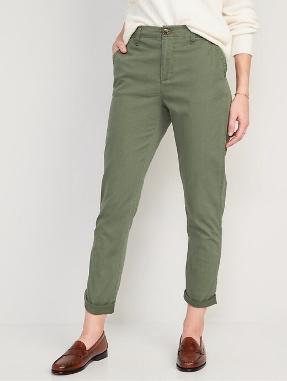 Old Navy Women's High Waisted OGC Chino Pants In Alpine Tundra (Medium PETITE)